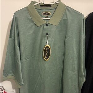 Men's Green Casual Button Down Golf Shirt BIG & TALL size XXL